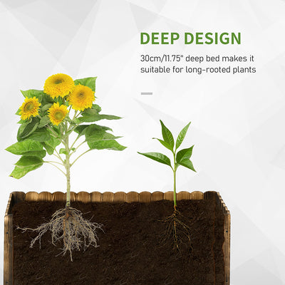 Outsunny 70L Raised Garden Bed, Wooden Rectangle Planter Box, Outdoor Herb Vegetable Flower Pot (80L x 33W x 30H cm) 