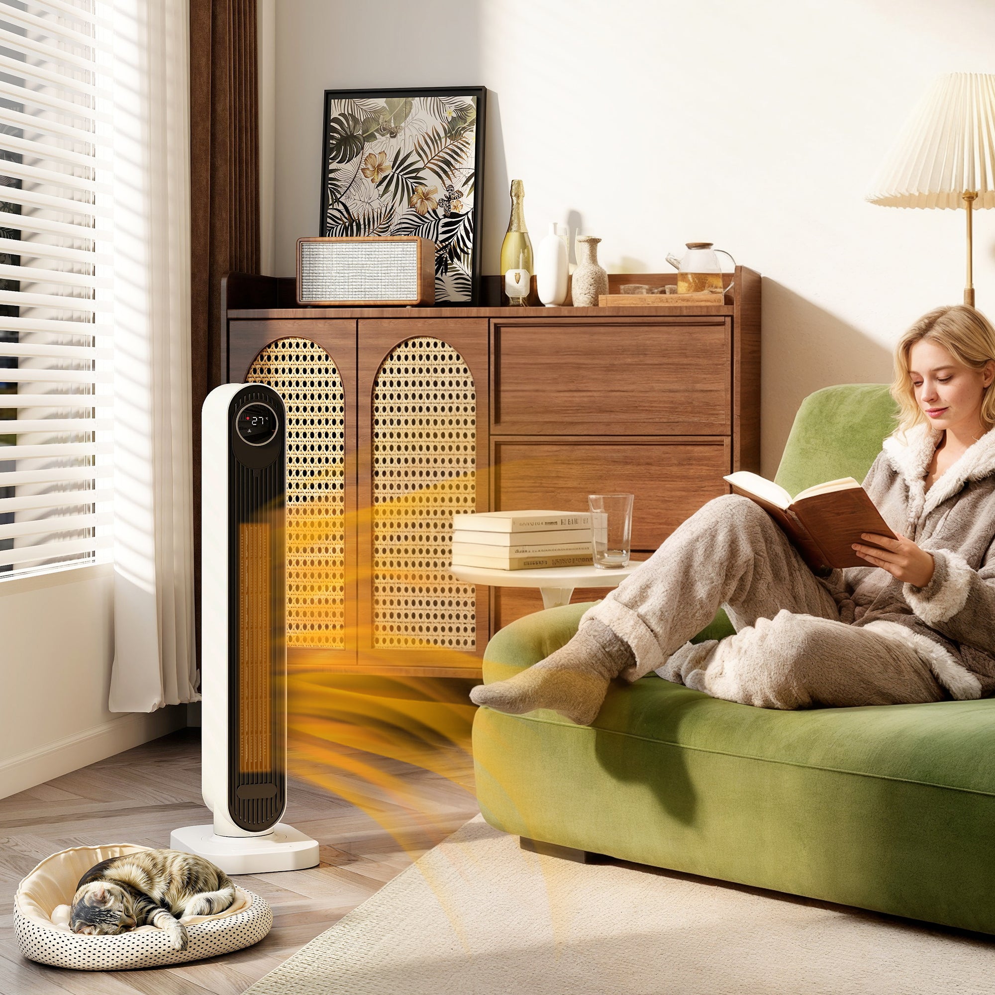 HOMCOM 2000W Ceramic Electric Heater with Fan, Timer, Oscillation - White 