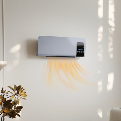 HOMCOM 2000W Wall Mounted Heater, 18-45°C Temperature, Grey 