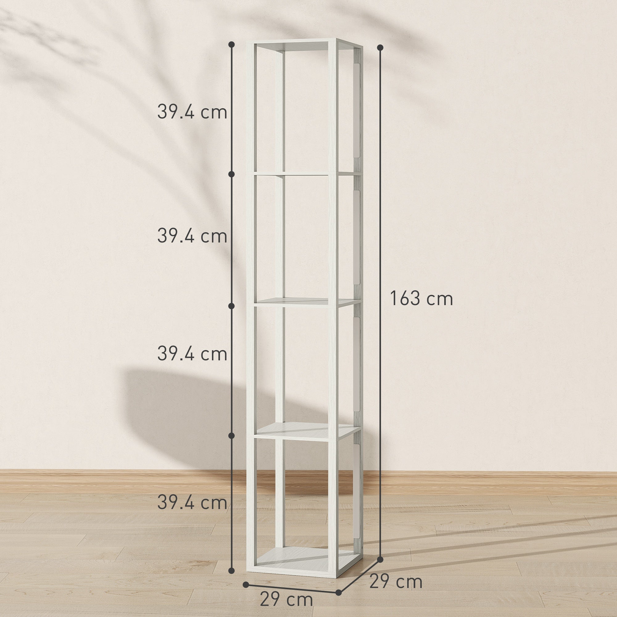 HOMCOM Floor Lamp with Shelves and 3 Brightness Levels - Oak 