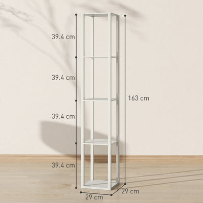 HOMCOM Floor Lamp with Shelves and 3 Brightness Levels - Oak 