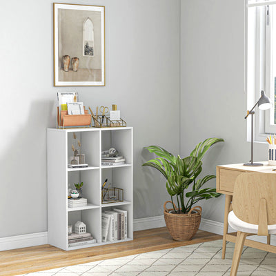 HOMCOM 3-tier 6 Cubes Storage Unit Particle Board Cabinet Bookcase Organiser Home Office Shelves White 