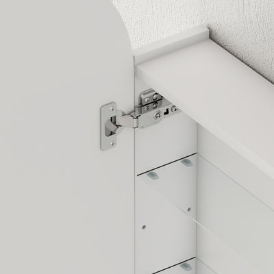 HOMCOM Arched Bathroom Mirror Cabinet with Adjustable Glass Shelves - White 