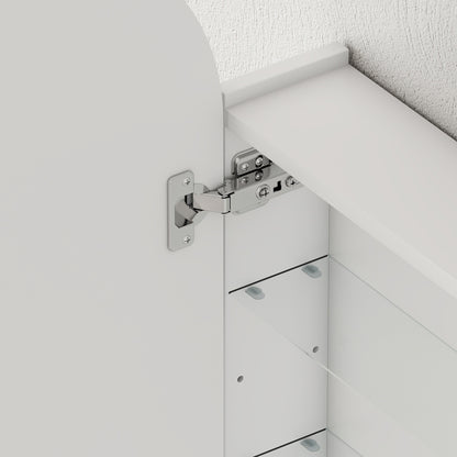 HOMCOM Arched Bathroom Mirror Cabinet with Adjustable Glass Shelves - White