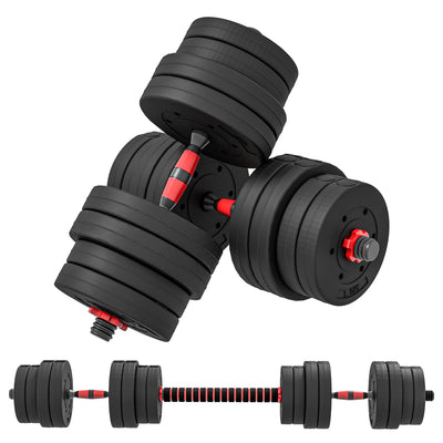 HOMCOM 30kg 2 IN 1 Adjustable Dumbbells Weight Set, Dumbbell Hand Weight Barbell for Body Fitness, Lifting Training for Home, Office, Gym, Black 