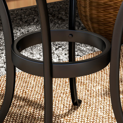 Outsunny 60cm Round Garden Table, Outdoor Hollow Top Design Side Table with Cast Aluminium Frame for Patio, Garden, Balcony, Black 