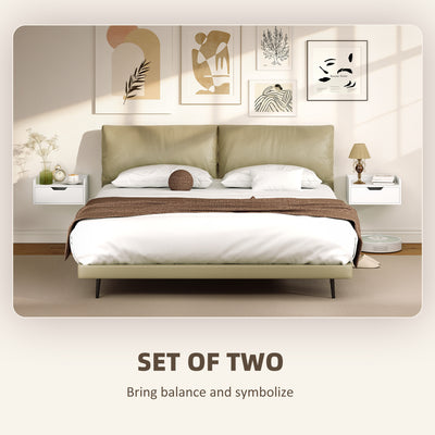 HOMCOM Floating Nightstands Set of 2, Wall Mounted Bedside Table with Drawer for Bedroom, White 