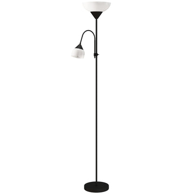 HOMCOM LED Floor Lamp for Living Room, 180cm Tall Standing Lamp, Mother and Child Uplighter with Adjustable Gooseneck, 3000K/4500K/6500K Colour Temperatures, Black 