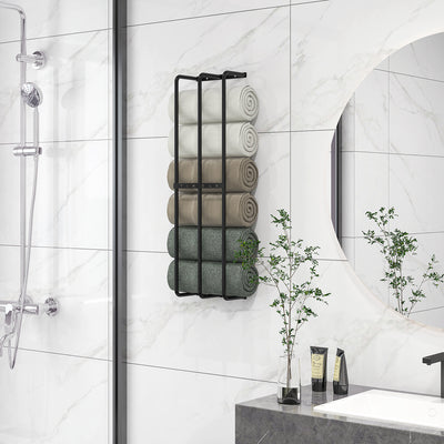 HOMCOM Six Large Towel Metal Holder, with Mounting Accessories 
