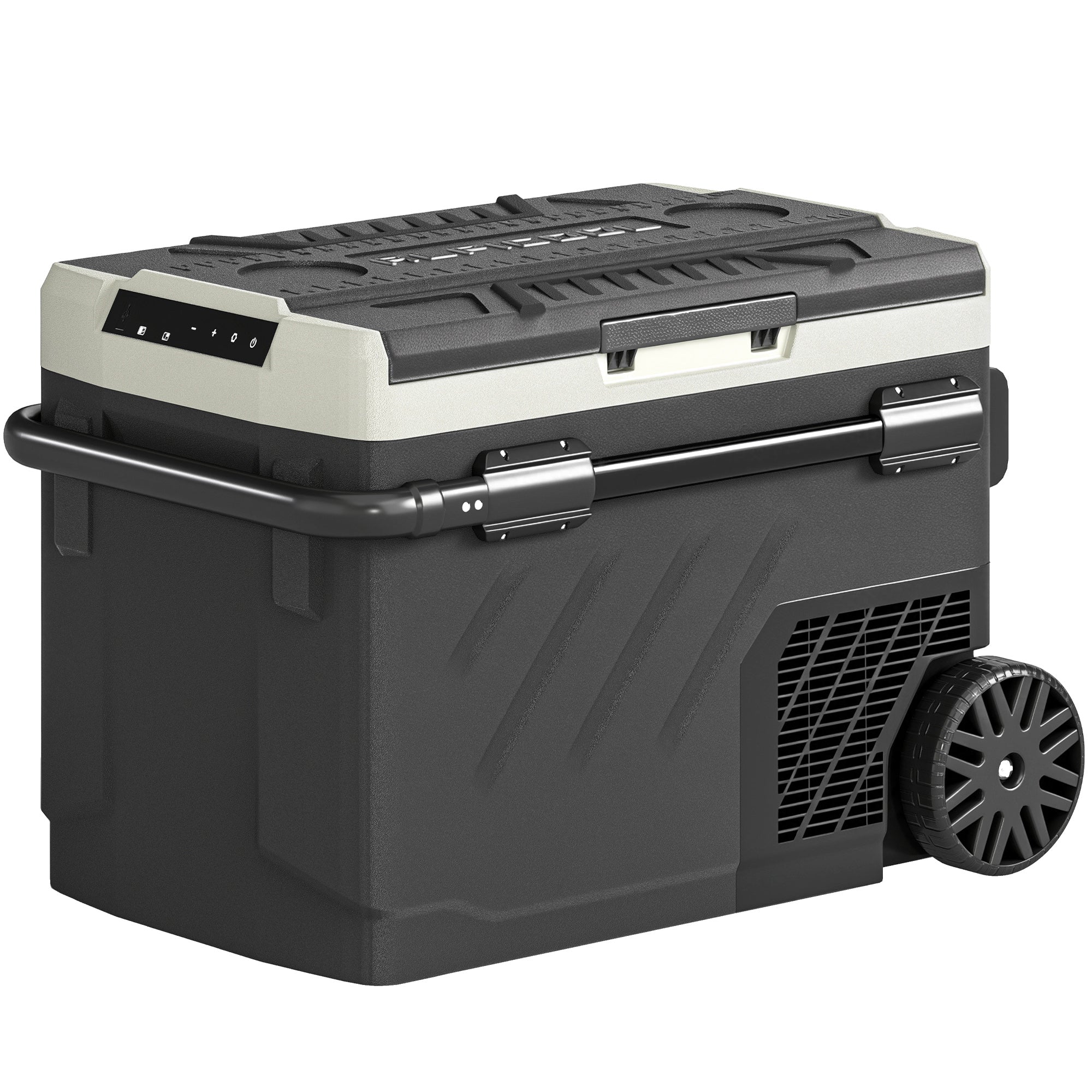 Outsunny 40L Compressor Car Fridge Freezer, Dual Zone Camping Refrigerator with App Control, Telescopic Handle, -20℃-20℃ 
