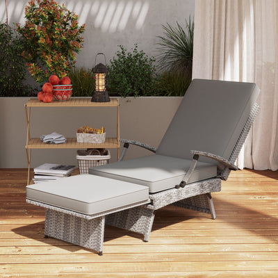 Outsunny 80° Reclining Rattan Lounger - Grey 