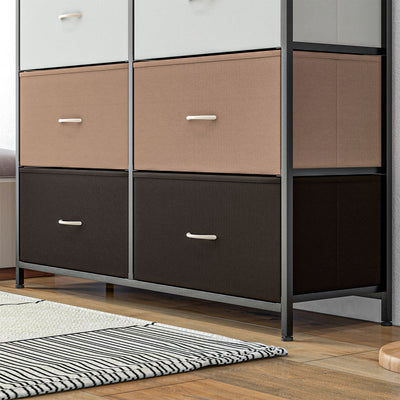HOMCOM Bedroom Chest of Drawers, 10 Drawer Dresser with Foldable Fabric Drawers and Steel Frame, Multicolour 