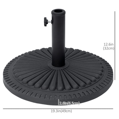 Outsunny 14kg Round Cement Parasol Base Umbrella Weight Stand Holder Fits Φ35mm,Φ38mm,Φ48mm Pole for Patio Outdoor Garden - Black 
