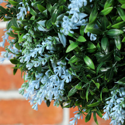 HOMCOM Set of 2 Artificial Plant Topiary Balls, UV-protected Fake Decorative Plants, Blue 