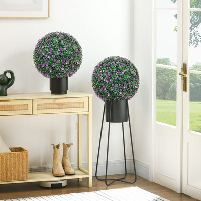 HOMCOM Set of Two Artificial Boxwood Balls Plants - Purple 