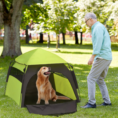 PawHut Foldable Dog Cat Tent with Water-Resistant Oxford, Carry Bag for Extra Large Dog, Green 