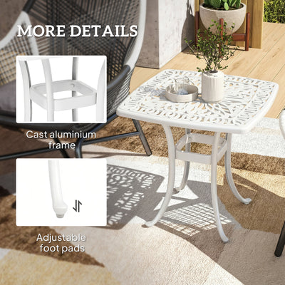 Outsunny Outdoor Garden Table with 38mm Dia. Umbrella Hole, Cast Aluminium Patio End Table with Anti-slip Foot Pads for Garden 