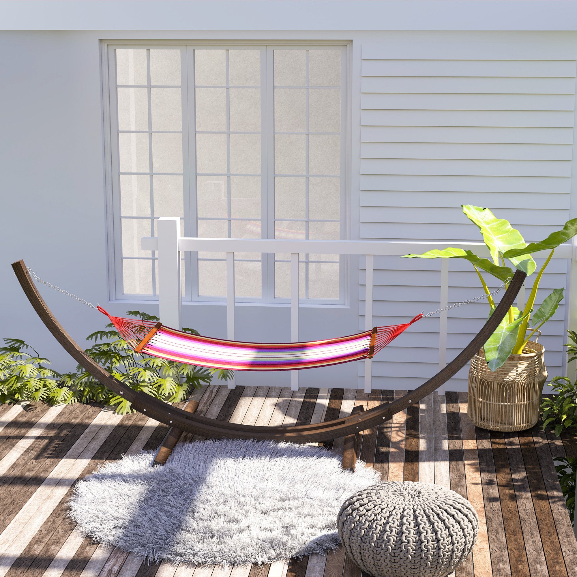 Outsunny 3.25m Wooden Hammock Stand Universal Fit Garden Picnic Camp Accessories, Brown 