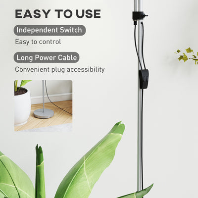 HOMCOM LED Floor Lamp for Living Room, 180cm Tall Standing Lamp, Mother and Child Uplighter with Adjustable Gooseneck, 3000K/4500K/6500K Colour Temperatures, Silver Tone 