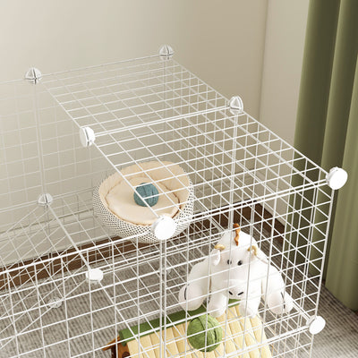 PawHut DIY 36 Panel Pet Playpen Metal Wire Fence for Chinchilla, Hedgehog, Bunny, Indoor, Outdoor Use, White 