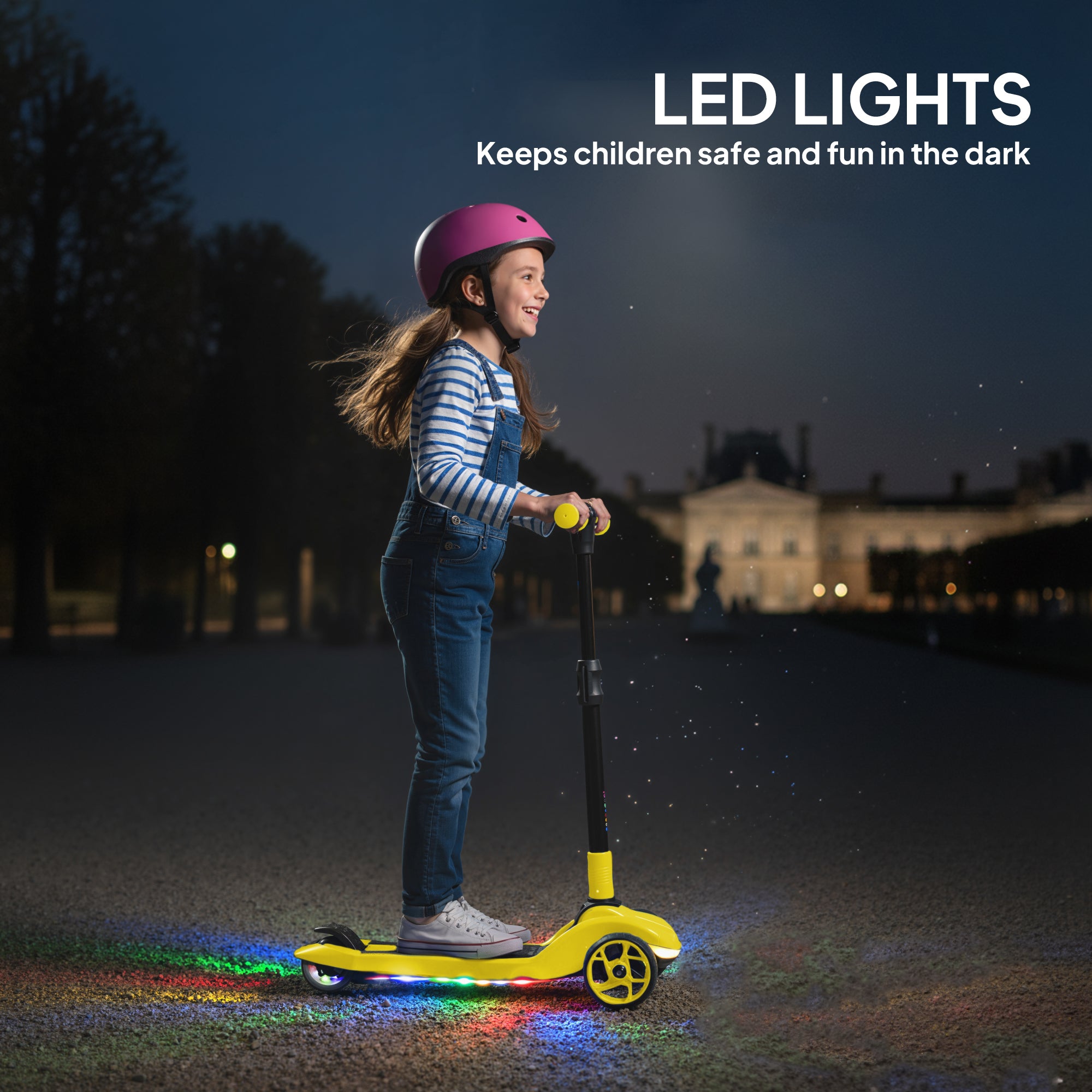 AIYAPLAY Three-Wheel Foldable Electric Scooter for Kids Aged 6-10 Years, Yellow 