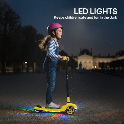 AIYAPLAY Three-Wheel Foldable Electric Scooter for Kids Aged 6-10 Years, Yellow 