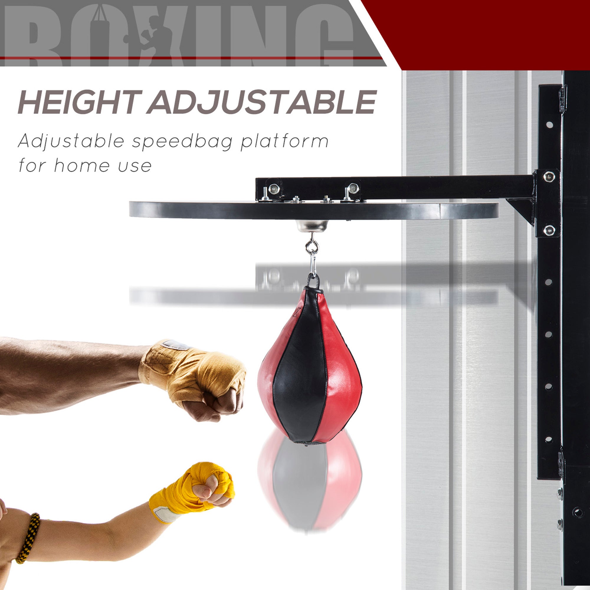 HOMCOM Speedball Platform Punch Bag Frame, Wall Mounted Swivel Bracket MMA Exercise Training Workout w/Ball 