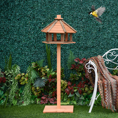 PawHut Wooden Bird Table Bird Feeding Station Playstand with Roof 130Hcm for Outdoor Brown 