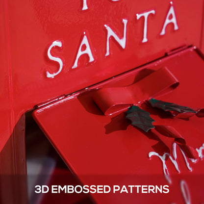 HOMCOM A5 Christmas Letter Postbox - Red/White 