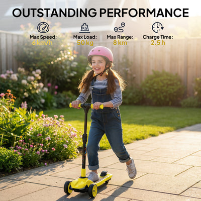 AIYAPLAY Three-Wheel Foldable Electric Scooter for Kids Aged 6-10 Years, Yellow 