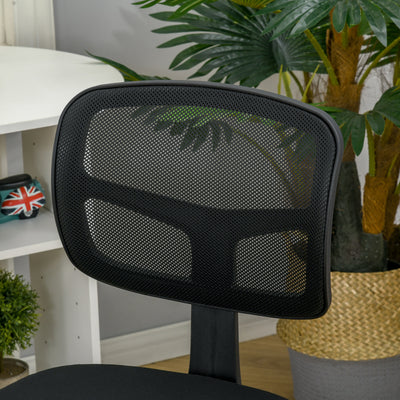Vinsetto Small Office Chair without Arms, Ergonomic Swivel Mesh Desk Chair with Curved Back and Wheels, Height Adjustable, for Home Vanity Computer Dressing Table Study Bedroom, Holds Up to 120 kg 