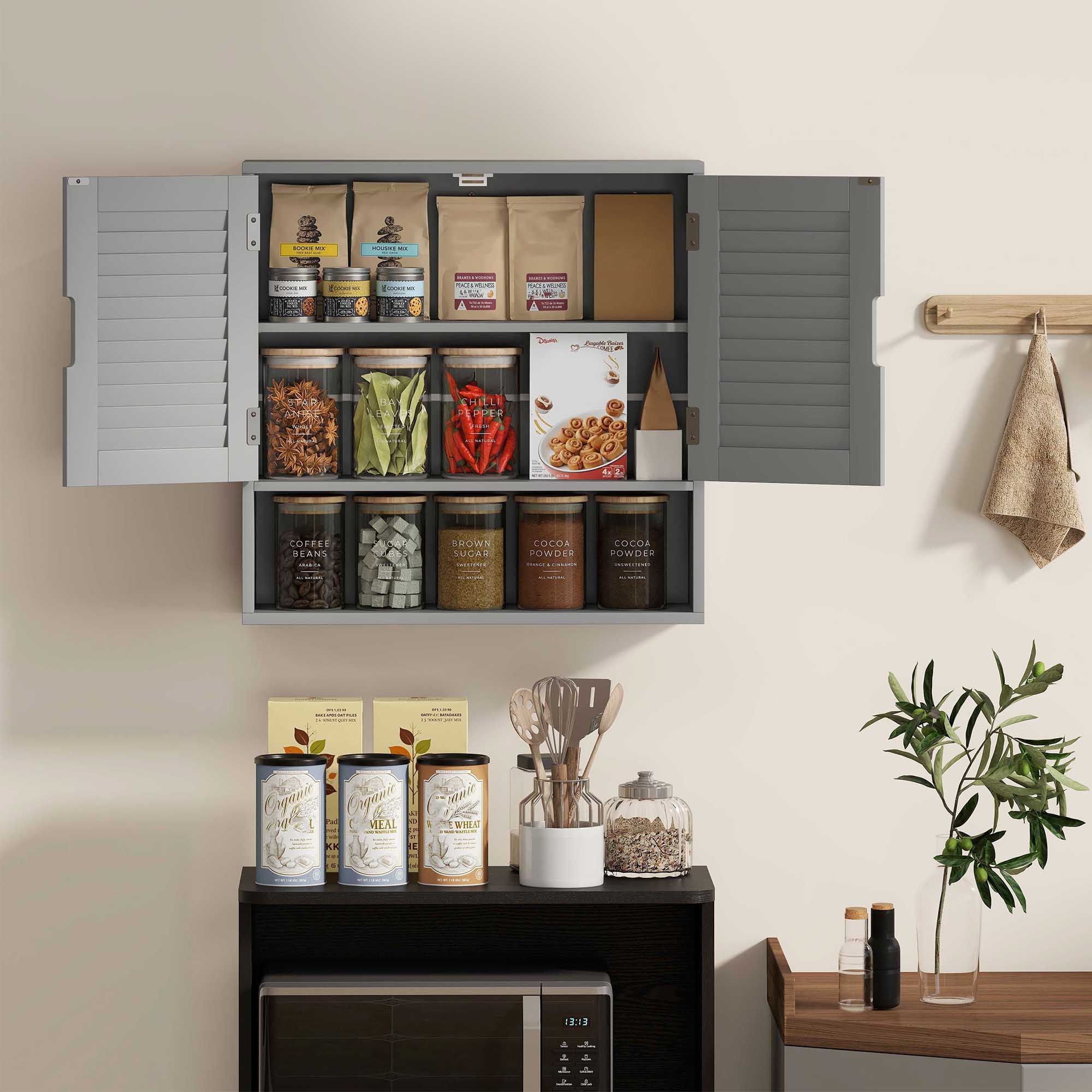 HOMCOM Bathroom Cabinet, Wall Mounted Storage Cabinet with Adjustable Shelves, 60 x 20 x 60 cm, Grey 