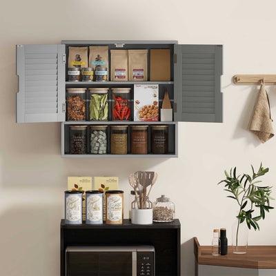 HOMCOM Bathroom Cabinet, Wall Mounted Storage Cabinet with Adjustable Shelves, 60 x 20 x 60 cm, Grey 