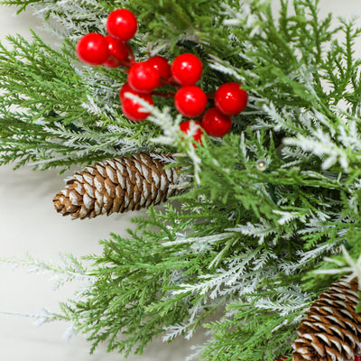 HOMCOM 60 cm Prelit Christmas Wreath, Door Wreath with Realistic Branches, 30 Warm White LEDs, Timer, Battery Operated 