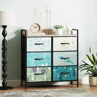 HOMCOM 6-Drawer Chest of Drawers - Blue 
