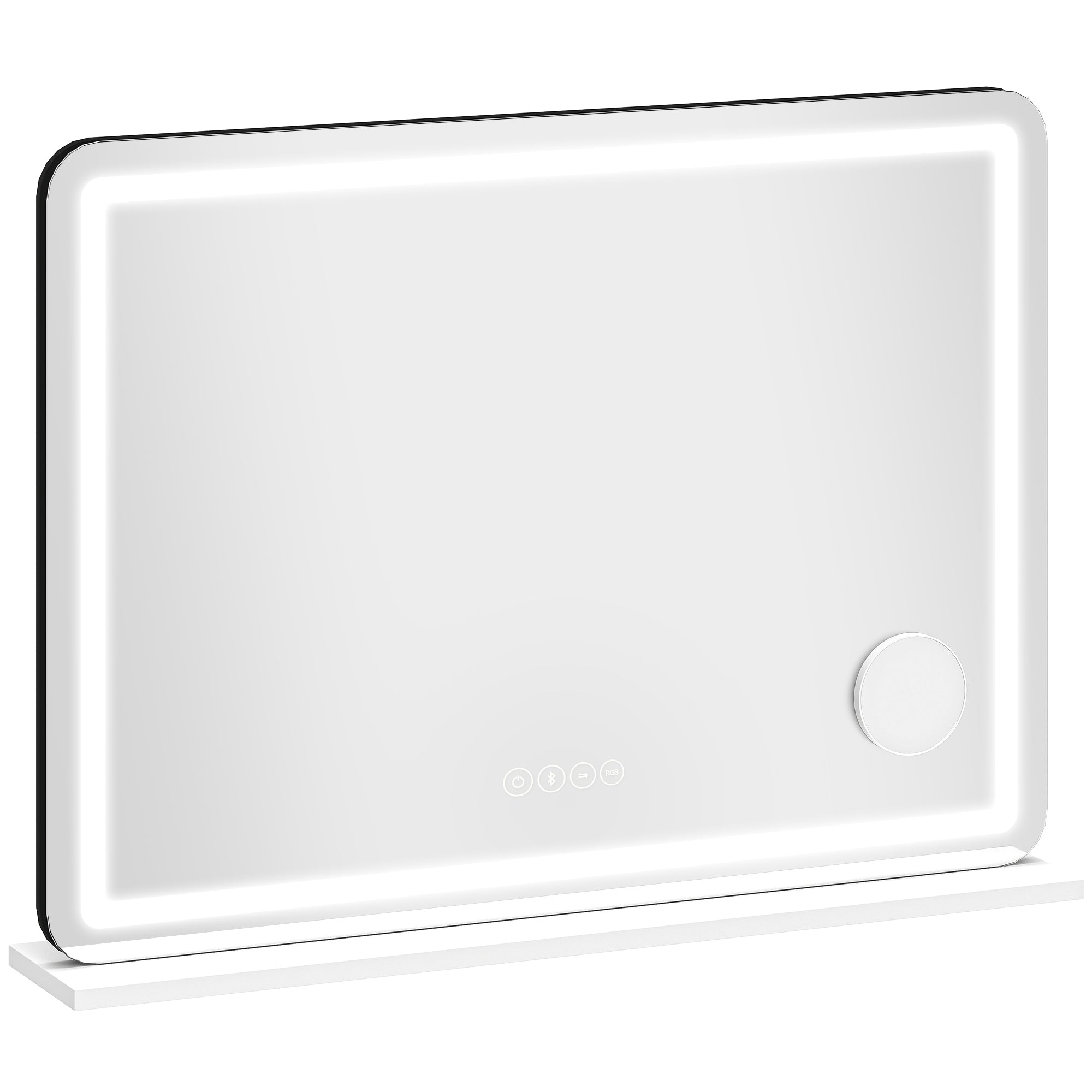 HOMCOM Vanity Mirror with Lights, Dimmable Makeup Mirror with Adjustable Colour Temperature, RGB Light, Bluetooth Speaker White 