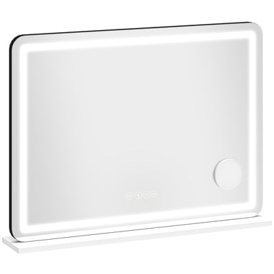 HOMCOM Vanity Mirror with Lights, Dimmable Makeup Mirror with Adjustable Colour Temperature, RGB Light, Bluetooth Speaker White 