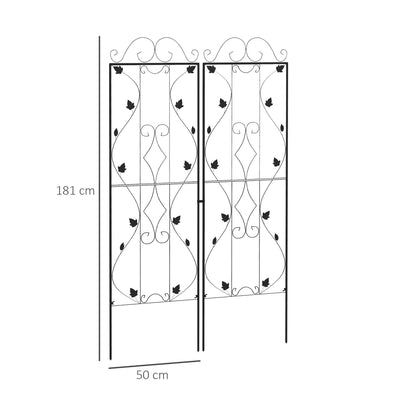 Outsunny Metal Trellis Set of 2, Garden Trellis for Climbing Plants Support Frames, Leaf Design 