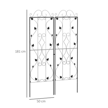 Outsunny Metal Trellis Set of 2, Garden Trellis for Climbing Plants Support Frames, Leaf Design 