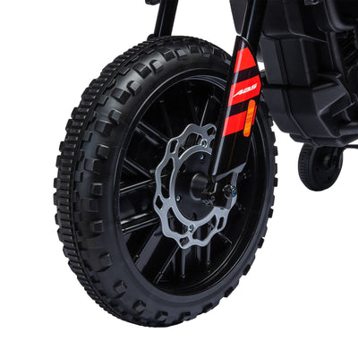 AIYAPLAY 12V Aprilia Licenced Kids Motorbike with Training Wheels, Spring Suspension, LED Light, USB, Music, Red 