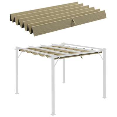 Outsunny Retractable Pergola Shade Cover, Replacement Canopy Fabric for 3 x 3 (m) Pergola, Gazebo Retractable Roof, Tan 