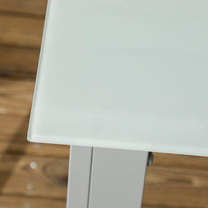 Outsunny 7 Piece Garden Dining Set, Outdoor Table and 6 Folding and Reclining Chairs, Aluminium Frame, Tempered Glass Top Table, Texteline Seats, Grey 