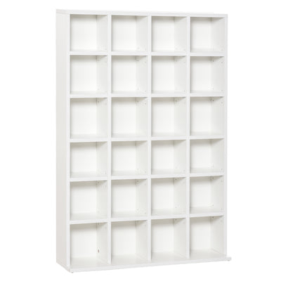 HOMCOM CD Storage Unit with Adjustable Shelves, 89 x 130.5 cm, White 