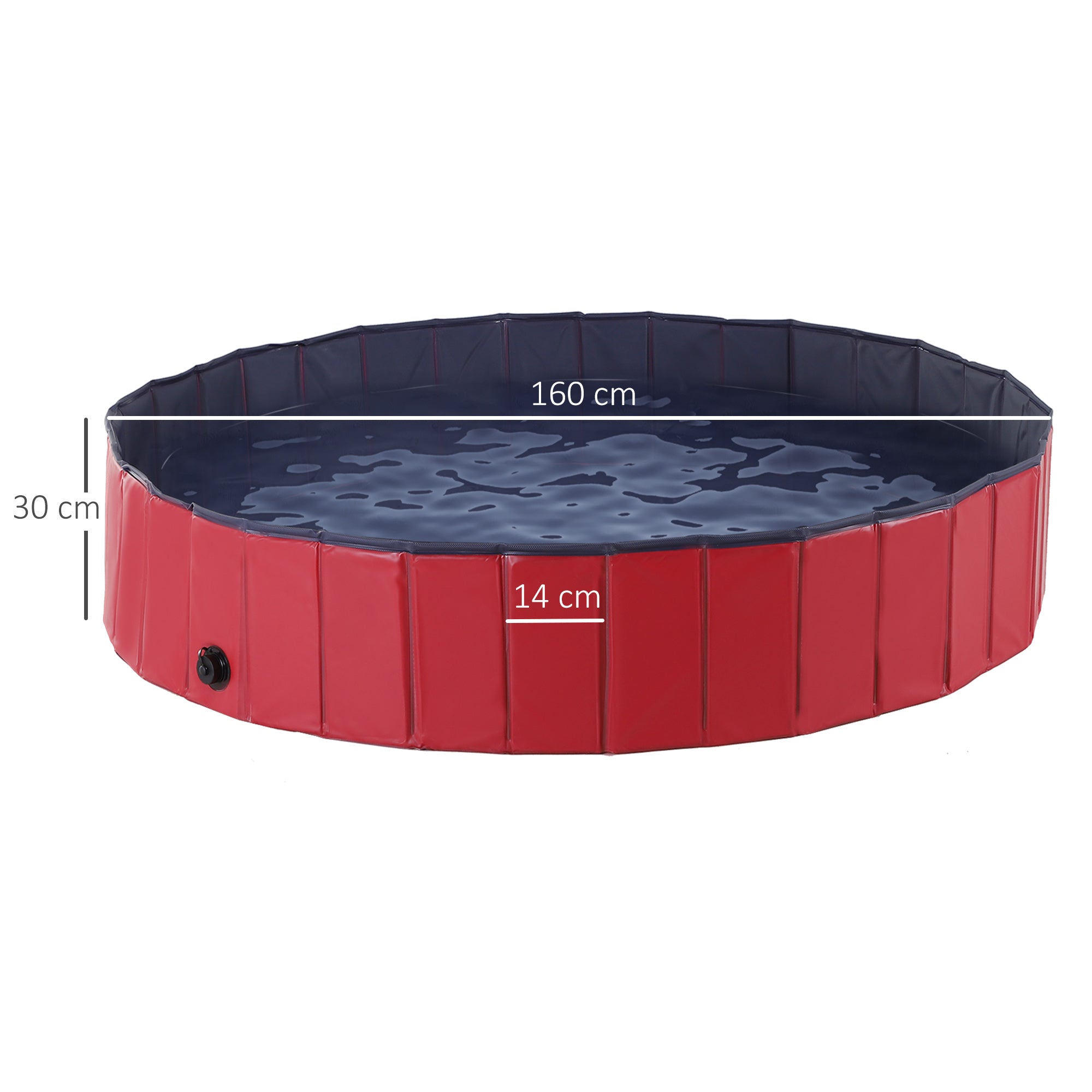 PawHut Foldable Dog Paddling Pool Pet Cat Swimming Pool Indoor/Outdoor Collapsible Summer Bathing Tub Shower Tub Puppy Washer (Φ160 × 30H cm, Red) 