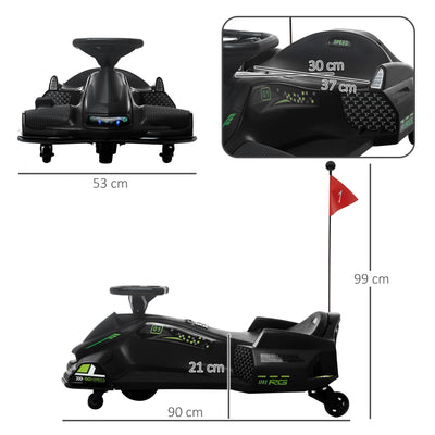 HOMCOM 12V Kids Electric Go Kart with Music, LED Lights, Slow Start, Black 