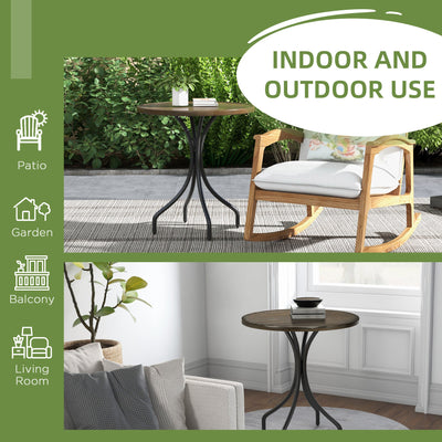 Outsunny Φ66cm Galvanised Steel Garden Table - Brown 