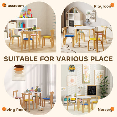 AIYAPLAY 5 Piece Kids Table and Chairs Set, Wooden Toddler Table and Chairs Set for Nursery, Playroom, Classroom, for 3-8 Years 