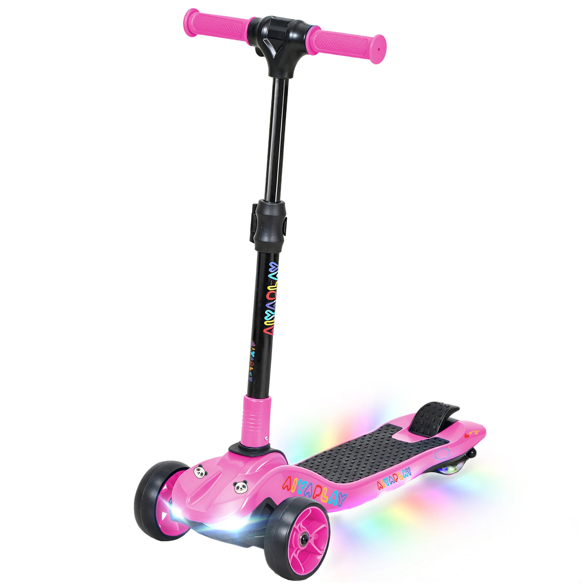 AIYAPLAY Three-Wheel Foldable Electric Scooter for Kids Aged 6-10 Years, Pink 