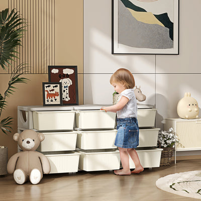 HOMCOM Kids Storage Unit, with Nine Drawers - Cream 
