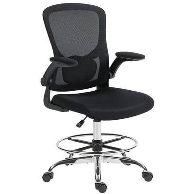 HOMCOM Draughtsman Chair, with Adjustable Lumbar - Black 